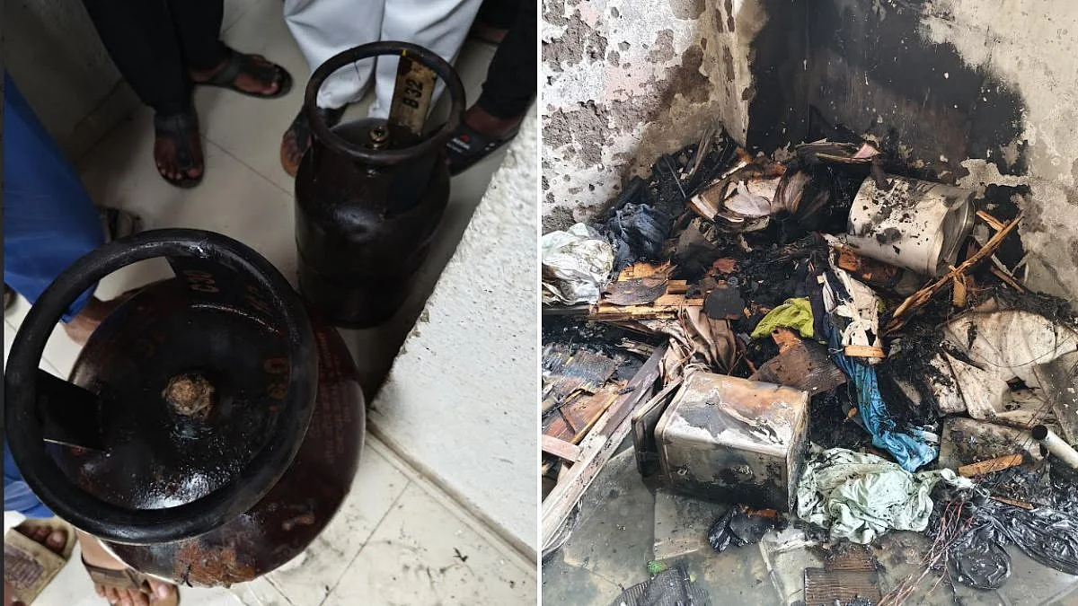 Three Injured As LPG Leak Triggers Massive Fire In Airoli House, Household Destroyed
