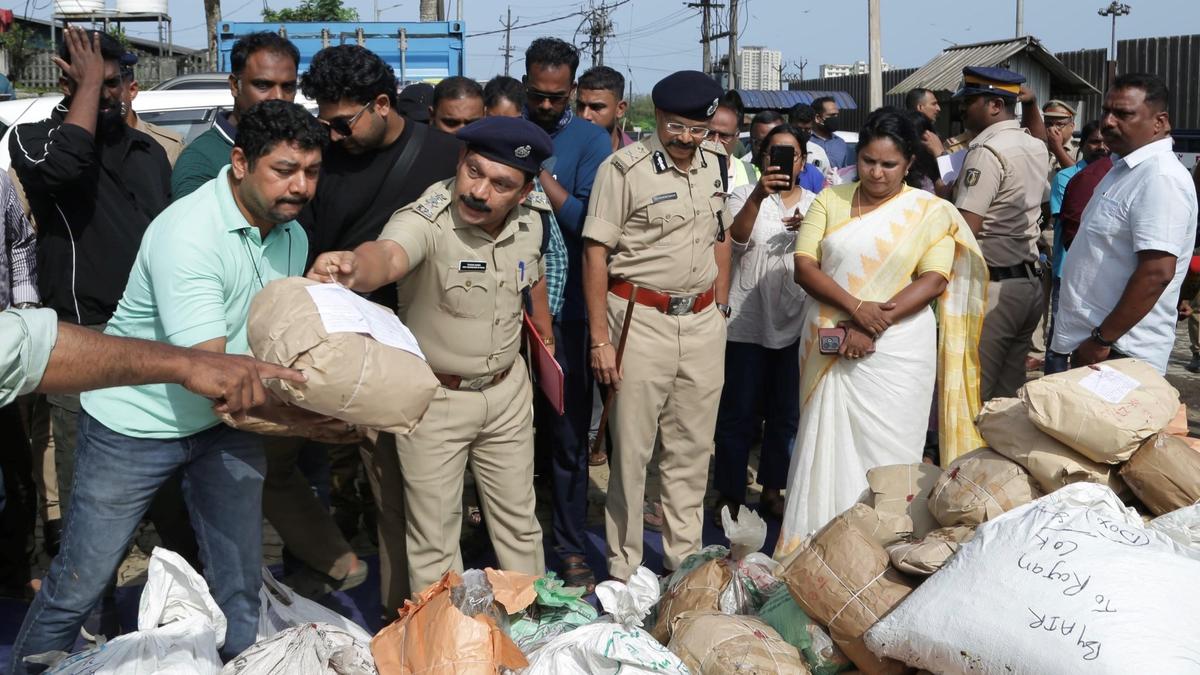 City police incinerate 587 kg of suspected ganja, other seized contraband