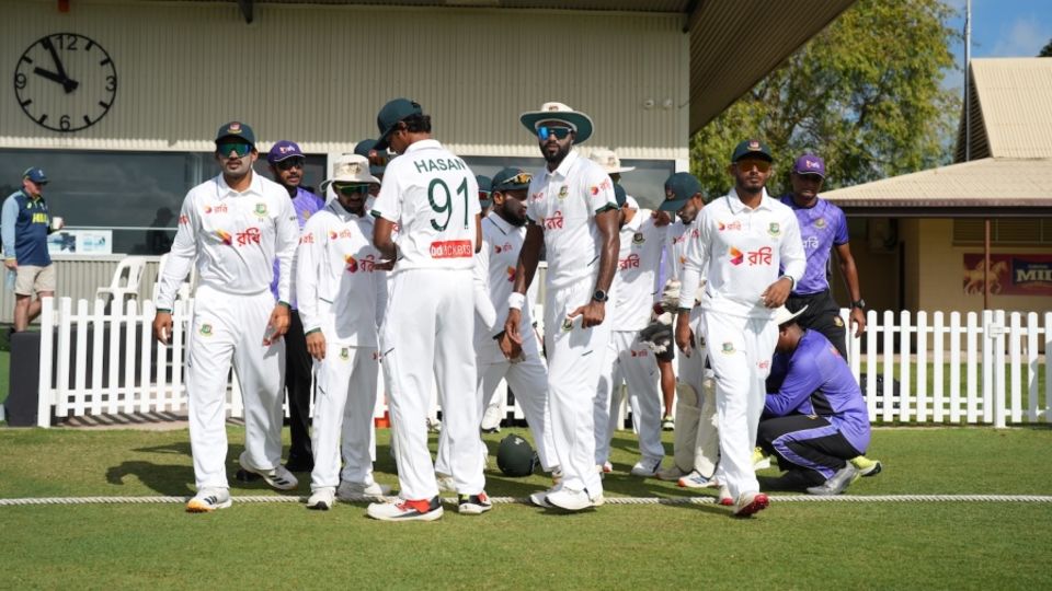 Bangladesh fold for 54 in Test warm-up as Thompson takes 8 for 25