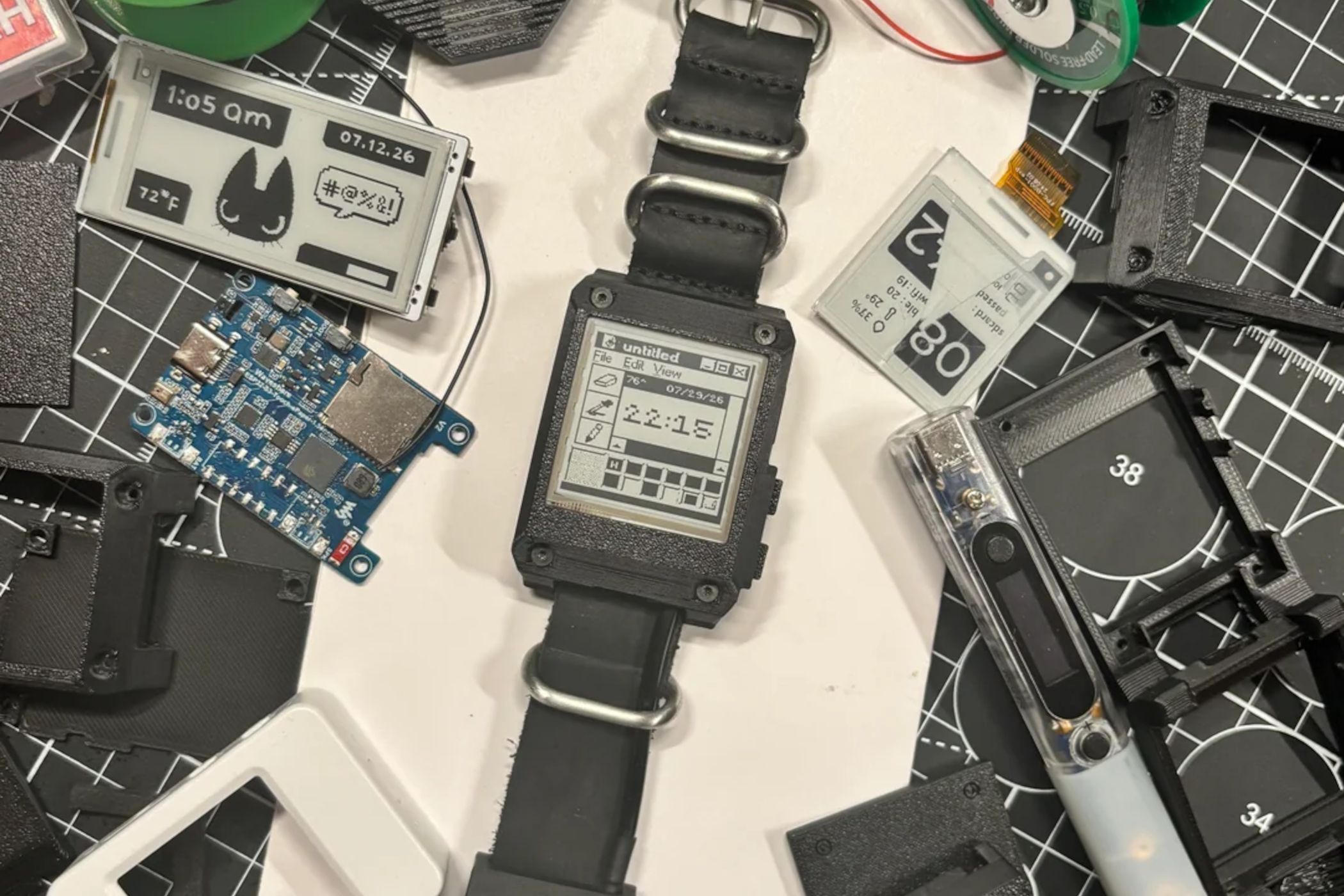 Someone built their own e-ink watch, and it features over 20 custom faces