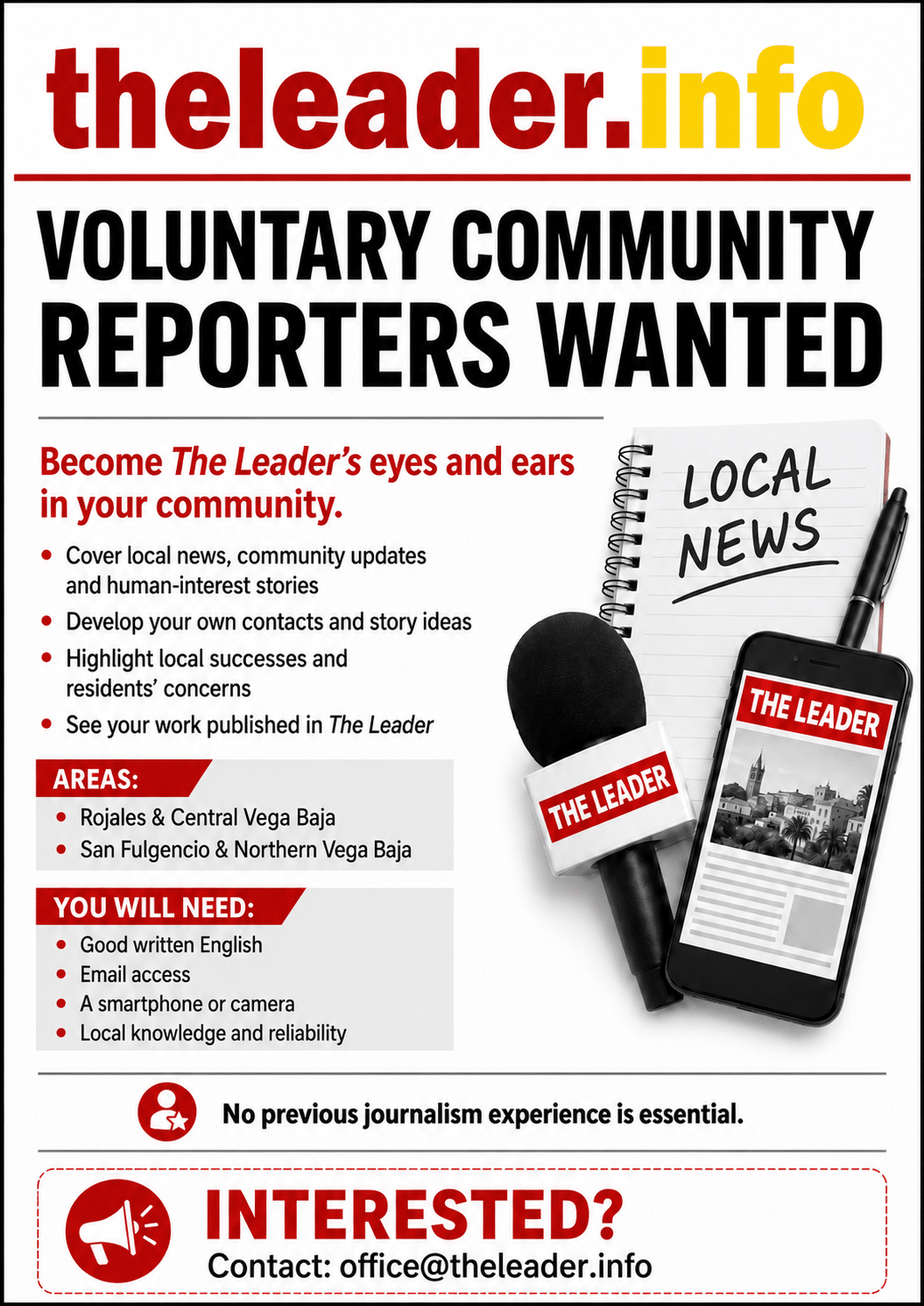 VOLUNTARY COMMUNITY REPORTERS WANTED