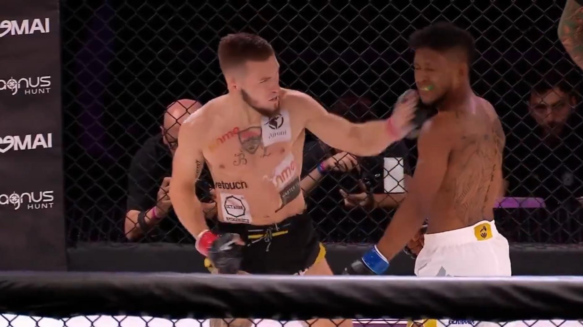 Missed Fists: Fighter drops hands mid-brawl and is viciously knocked out