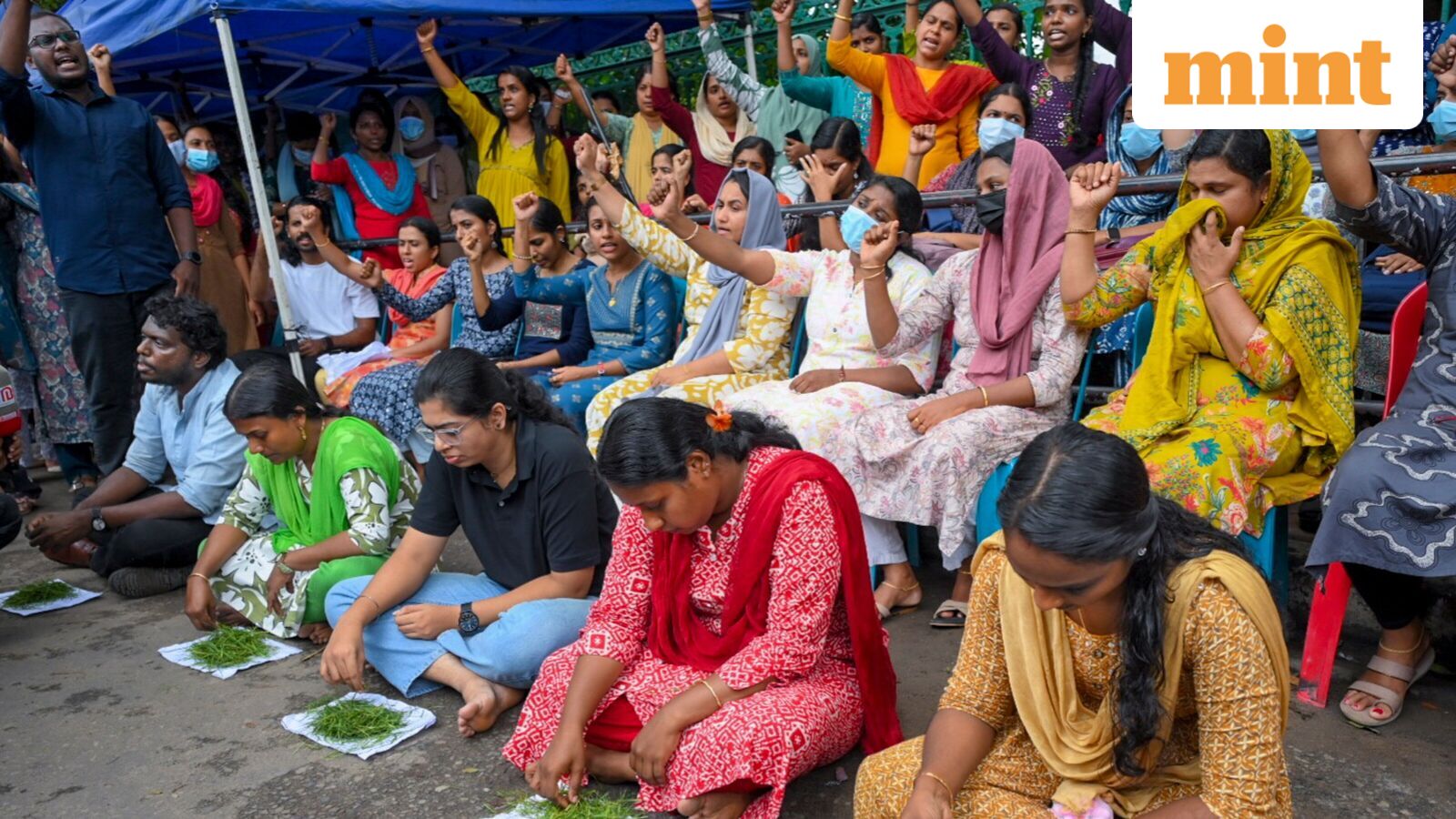 Keralam Lower Primary School Teacher rank holders eat grass in protest — why are they demonstrating for over a month?