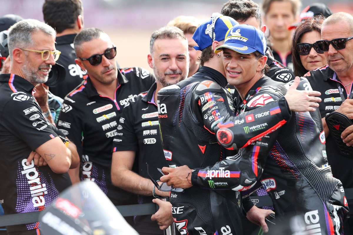 MotoGP British GP: Jorge Martin leads Aprilia 1-2-3 in sprint as Marc Marquez struggles