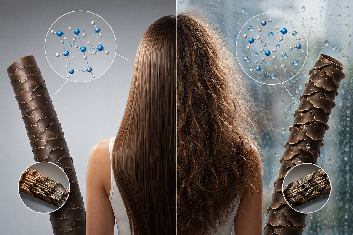 Why humidity makes your hair frizz: the hydrogen bond science
