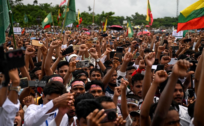 Rohingya refugees protest dire conditions in Bangladesh camps