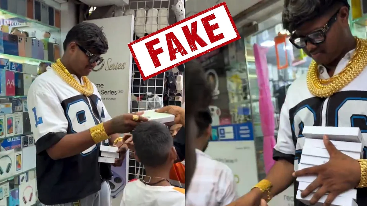 Factcheck: Did Indian Man Draped In Gold Chains Gift iPhones To Youngsters Following Chhatrapati Sambhajinagar Tragedy In Viral Video?