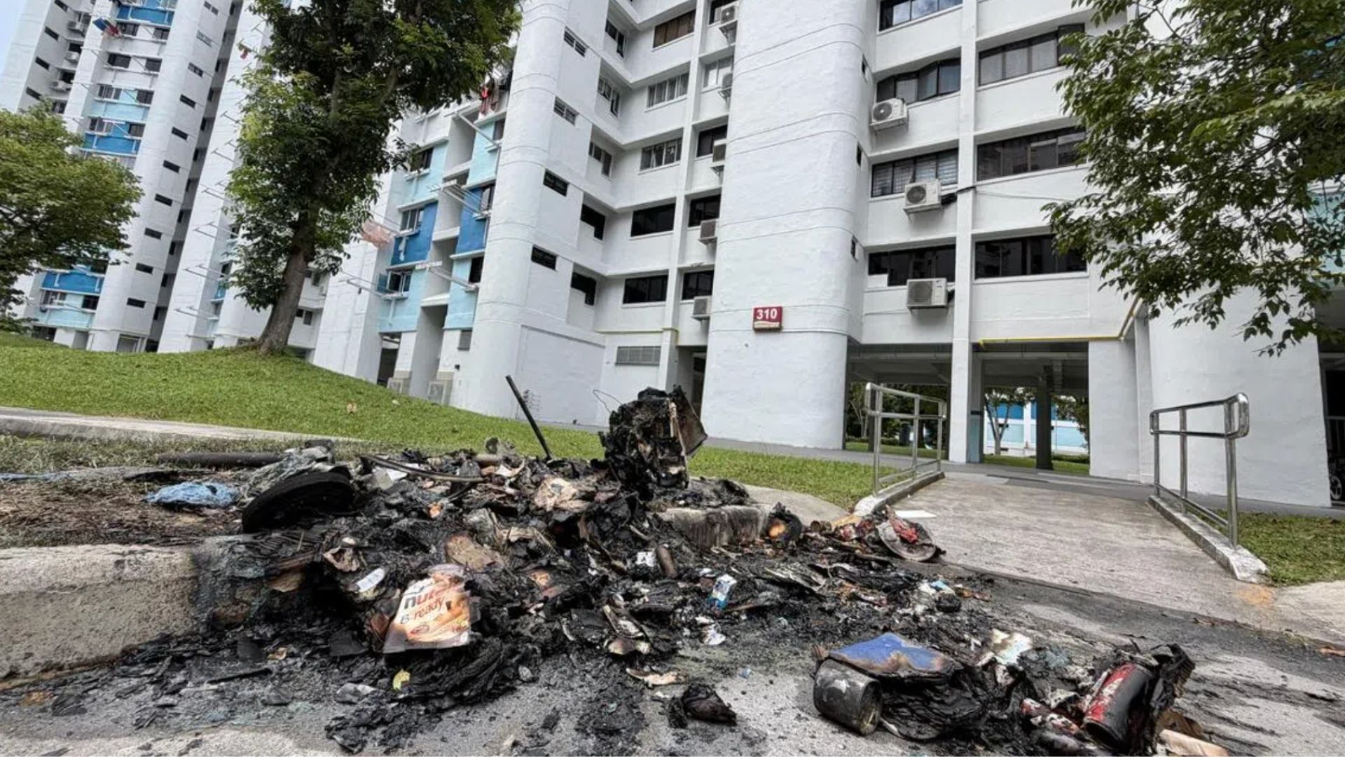 SCDF extinguishes Hougang recycling bin fire; cigarette butt suspected