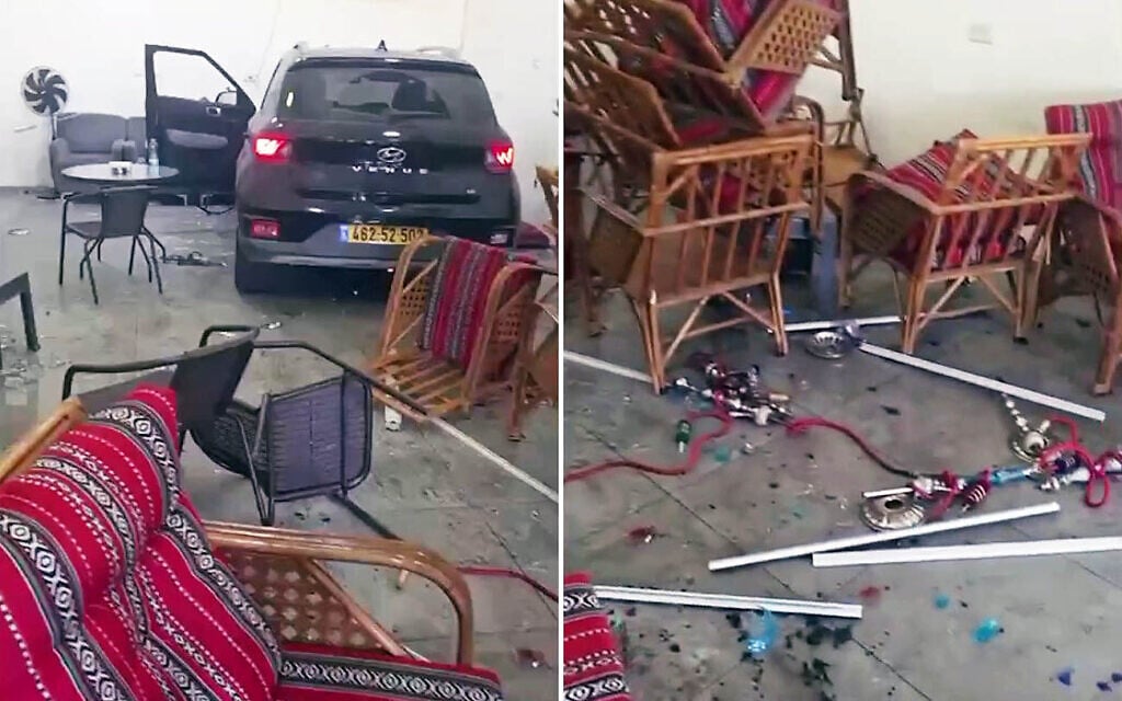 Driver crashes into cafe in southern Israel causing heavy damage, but no injuries