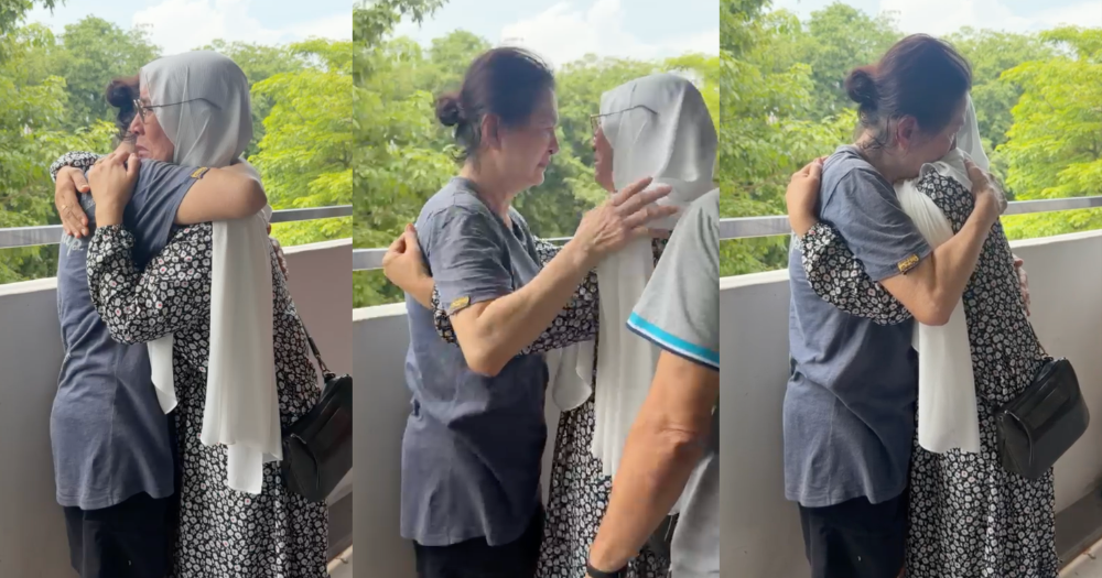 2 women, neighbours in Jurong for 23 years, share tearful goodbye after one moves out