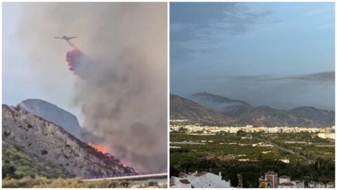 Nearly 100 firefighters work overnight to stabilise wildfire near Nerja on the Costa del Sol