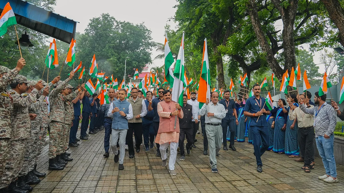 Amid Heavy Rain, MP CM Mohan Yadav Leads Tiranga Yatra In Bhopal With Patriotic Fervour | VIDEO