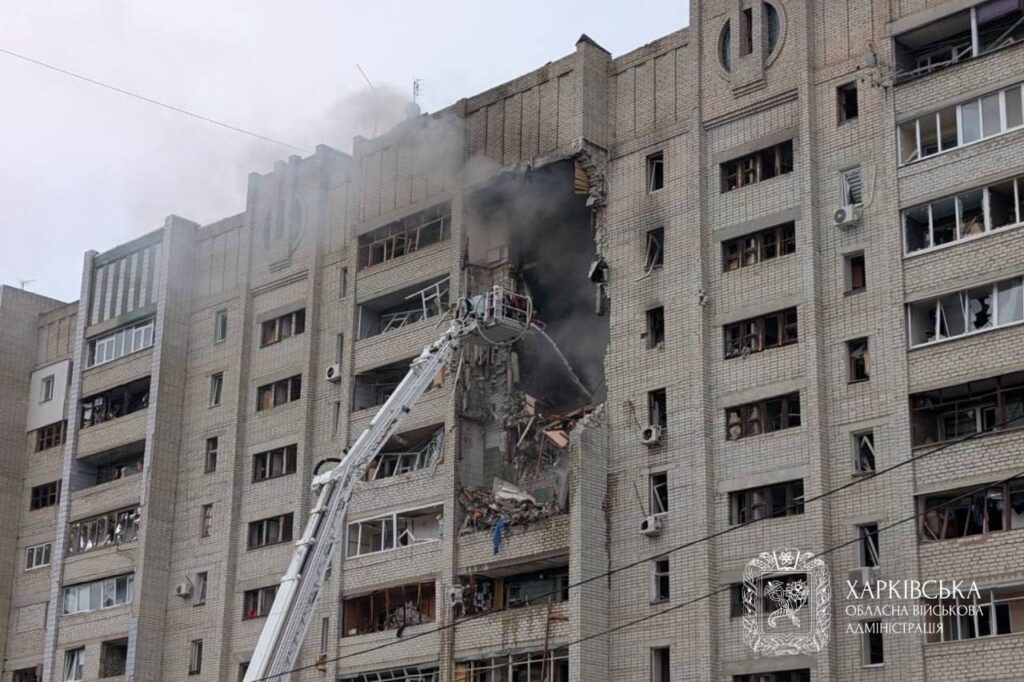 Russia’s morning strike on a Kharkiv high-rise kills two men and wounds 21