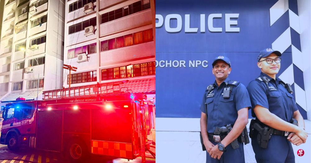 Race Course Road flat fire: 2 policemen pried open locked HDB gate with bare hands to save elderly woman