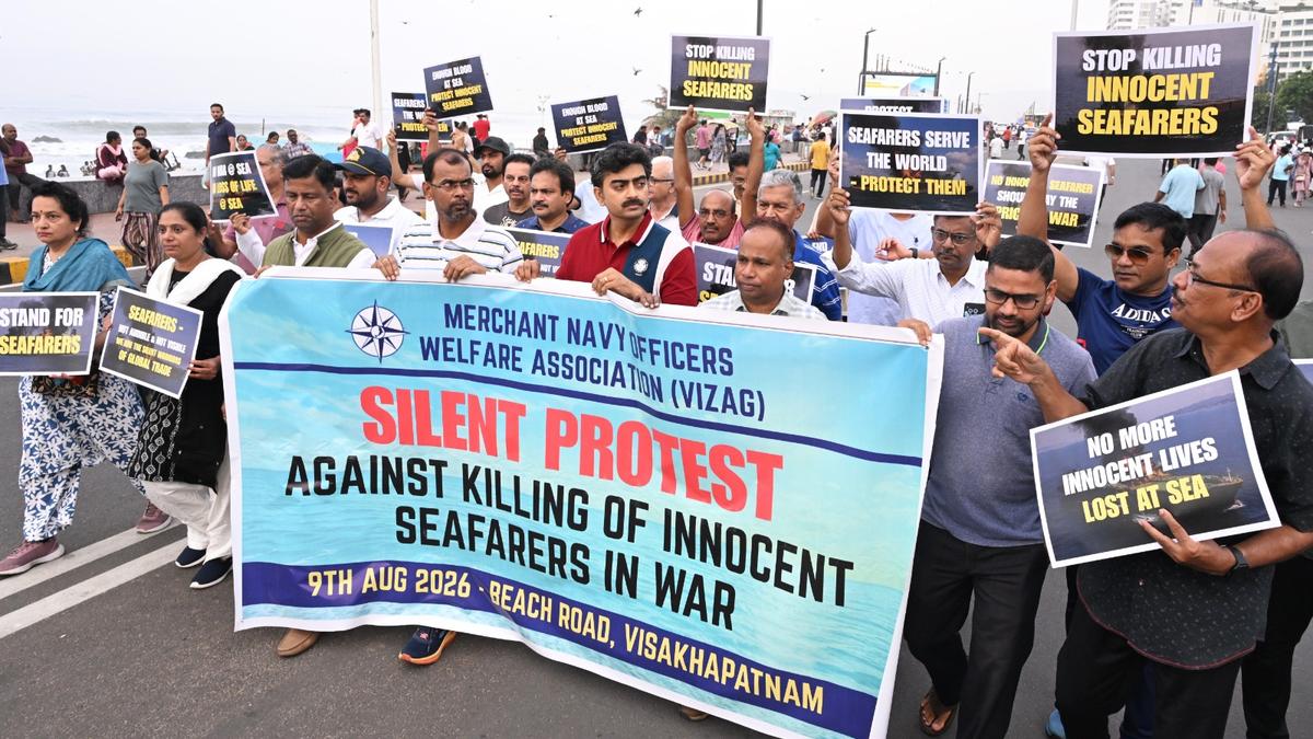 Seafarers hold silent protest in Visakhapatnam against killings in war zones