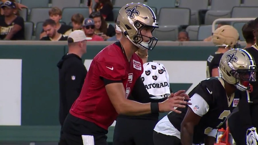 New Orleans Saints hold training camp practice at Tulane’s Yulman Stadium