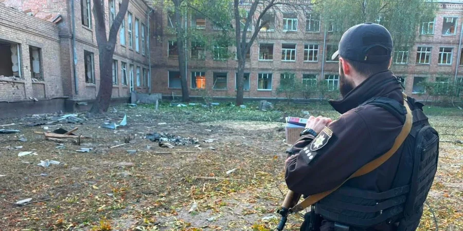 Russian overnight strike heavily damages Kyiv high school, residential buildings