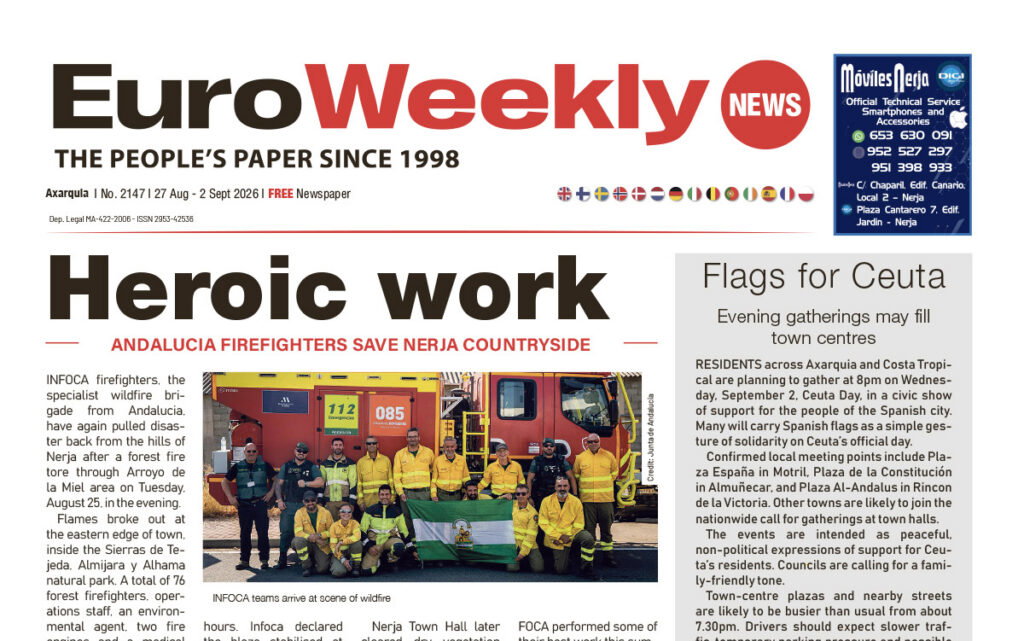Axarquia newspaper 27 Aug - 2 Sep 2026