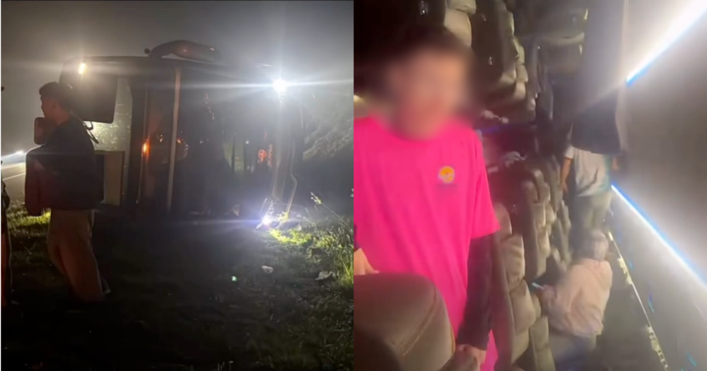 S'porean, 62, injured after tour bus overturns on M'sia expressway, passenger alleges driver dozed off