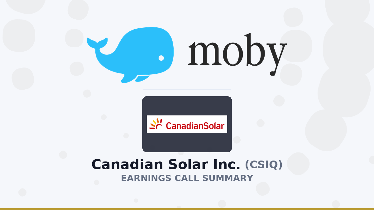 Canadian Solar Inc. Q2 2026 Earnings Call Summary