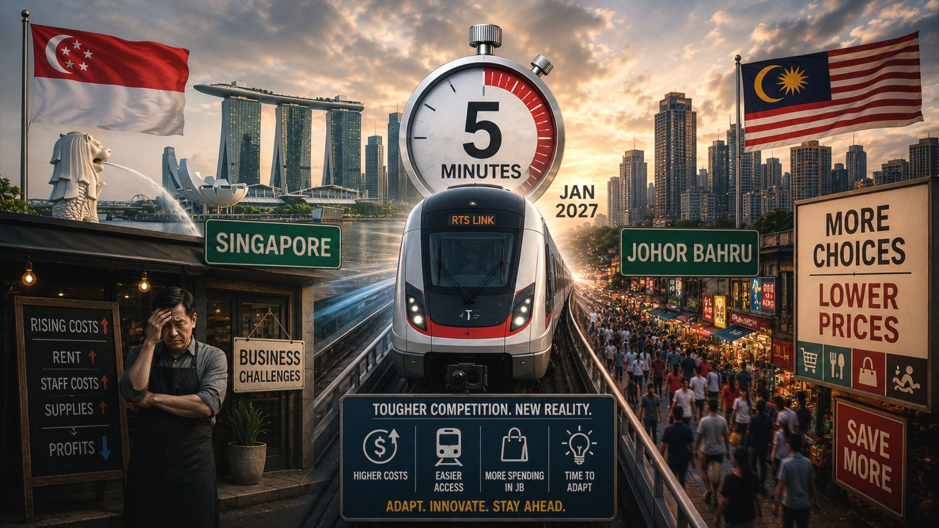 ‘When the train opens, we’re doomed’ — Singapore businesses face pressure to reinvent their strategy as Johor Bahru will be just 5 minutes away via JB-SG RTS Link soon