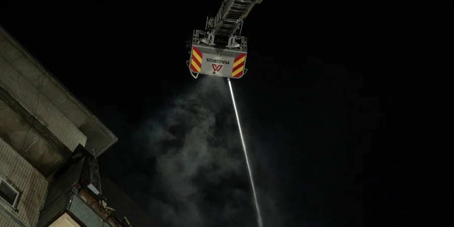 Russian attack sparks fire in nine-story residential building in Kyiv's Sviatoshynskyi district