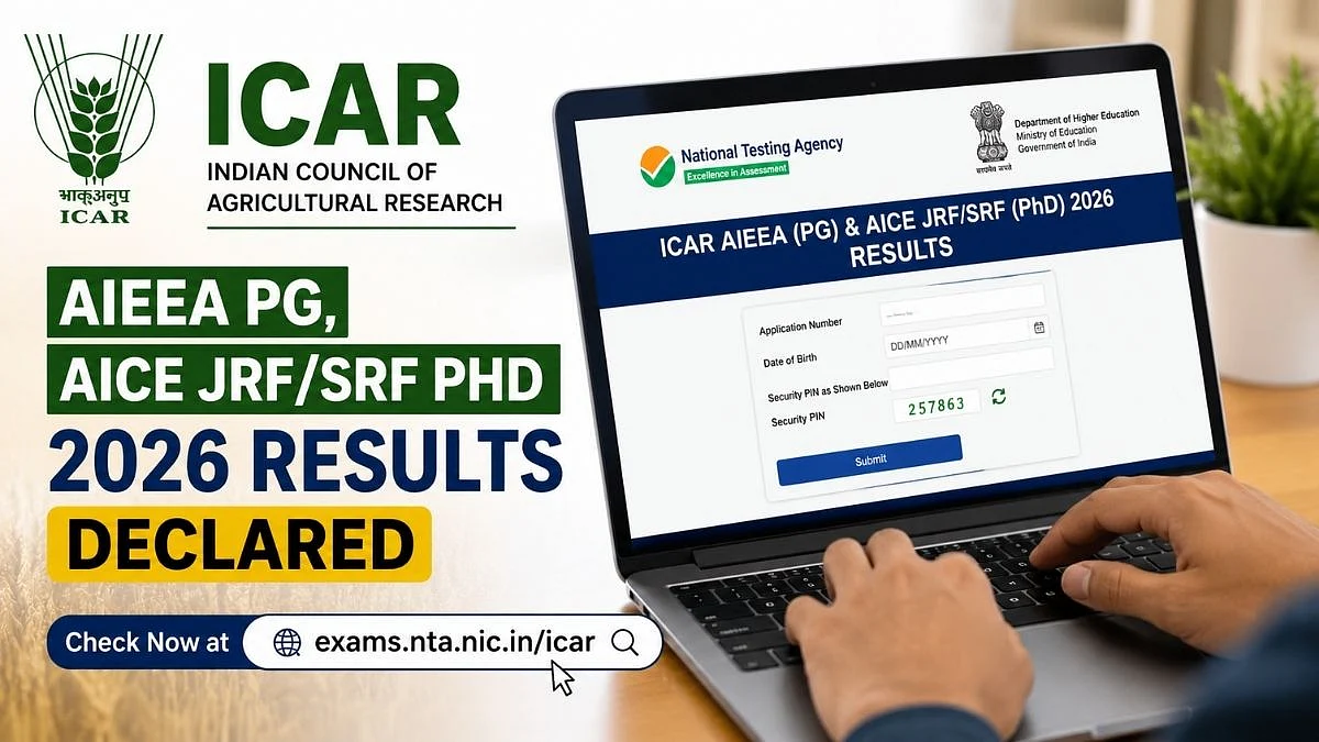 ICAR AIEEA PG, AICE JRF/SRF PhD 2026 Results Declared At exams.nta.nic.in/icar; Direct Link Here