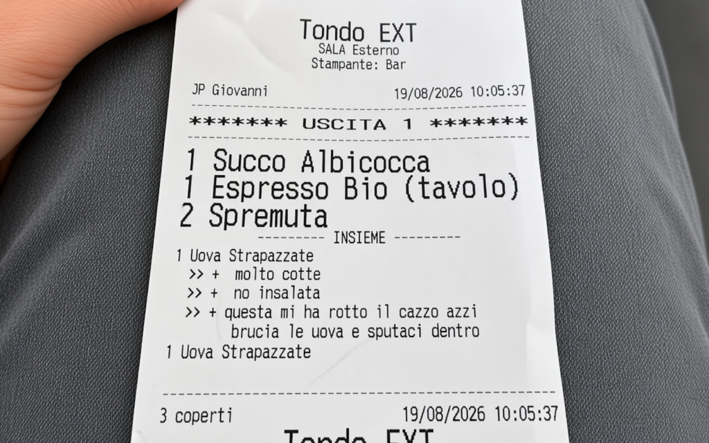 Tourist discovers vile message on restaurant receipt after ordering breakfast
