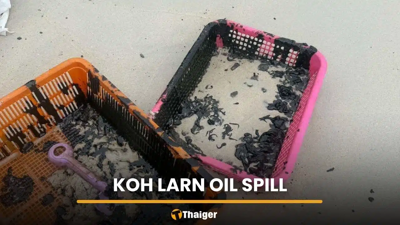 Mystery oil spill blankets Koh Larn’s coastline