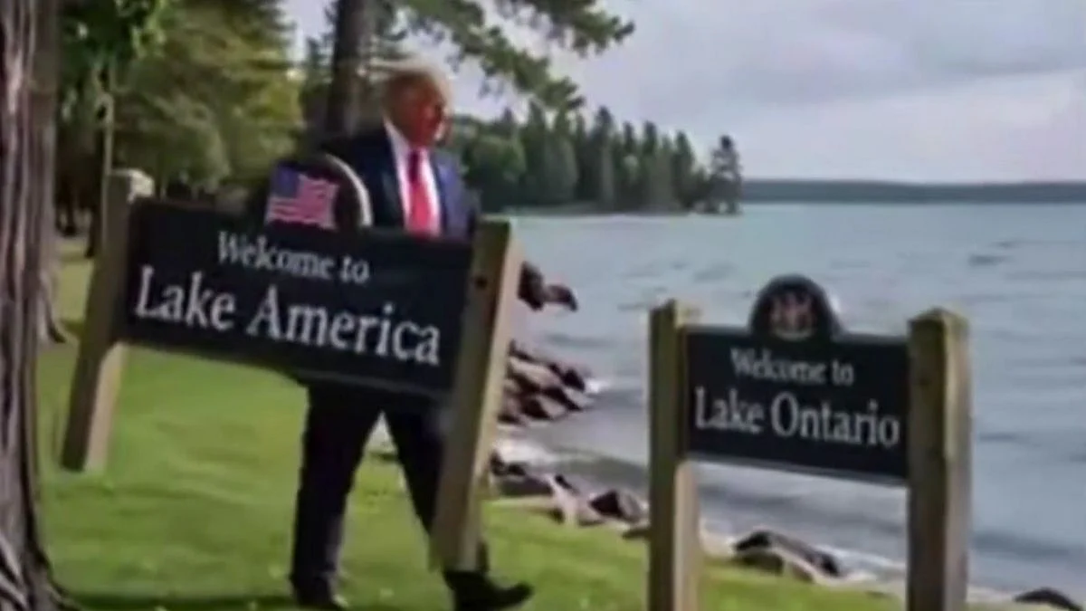 Ontario Premier Doug Ford Counters Trump's 'Lake America' With Giant 'Lake Ontario' Sign