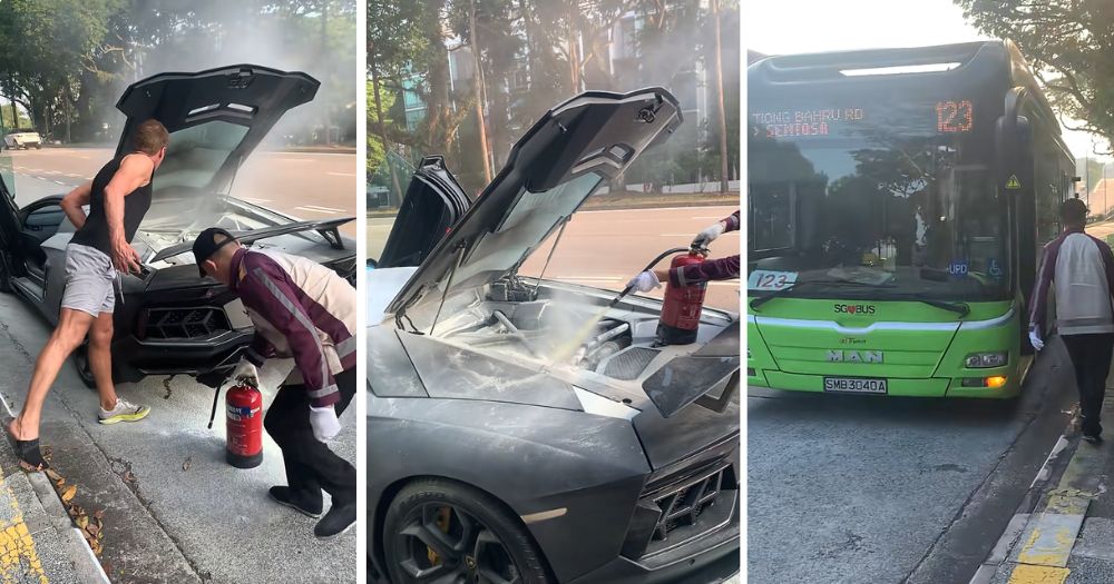 Bus captain, 51, pauses bus journey to help extinguish Lamborghini fire at Holland Road