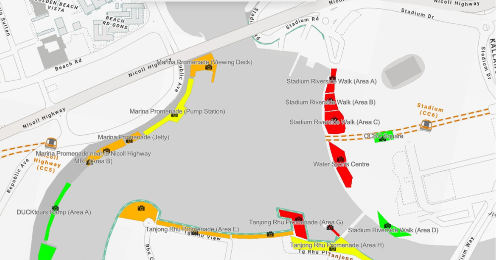 Stadium Riverside Walk, Water Sports Centre & Tanjong Rhu Lookout Tower closed by police due to high traffic