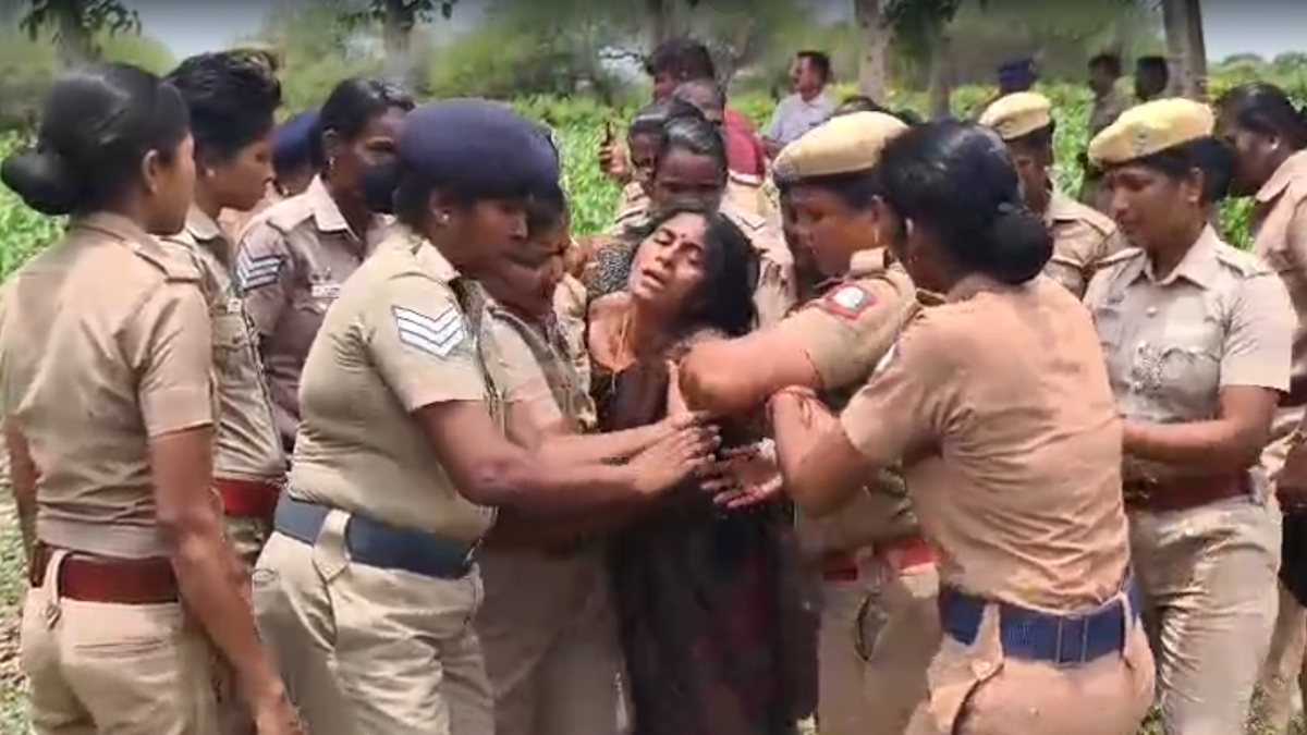 Woman farmer breaks down as over 100 trees felled for power tower in Kallakurichi