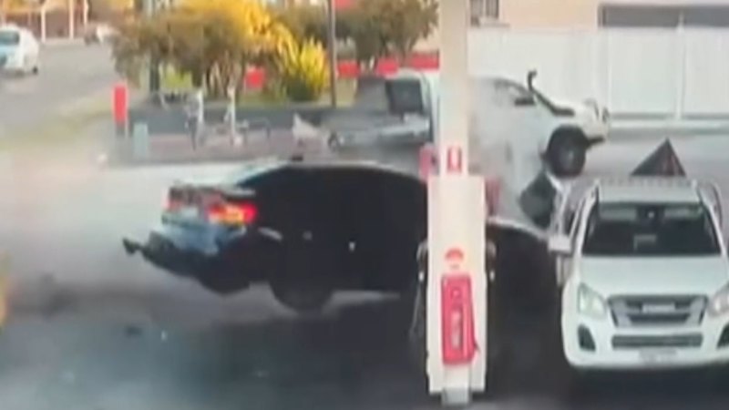 Car smashes into Sydney petrol bowser