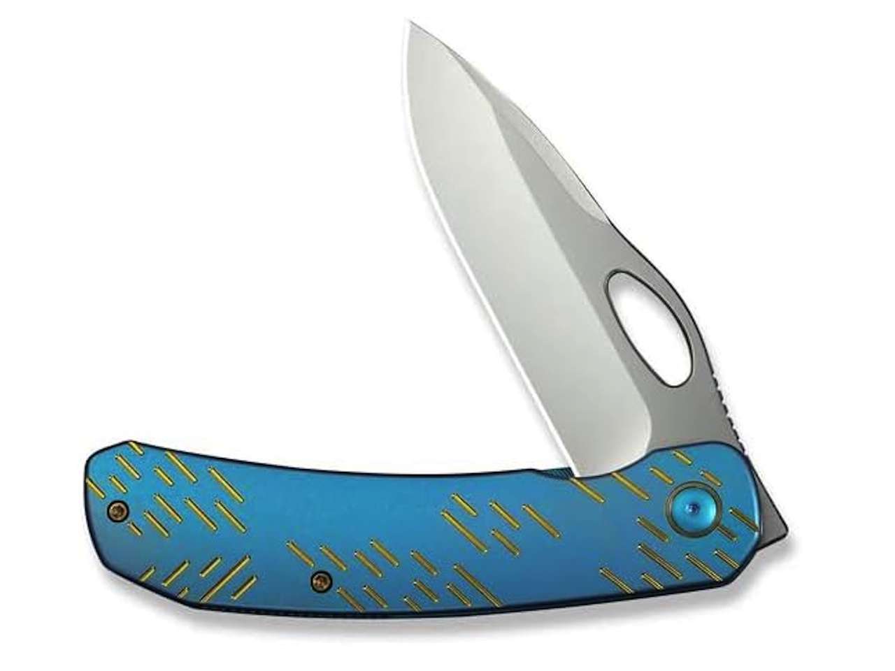 Blue Titanium and Golden Raindrops: WE Knife’s Least Subtle Folder
