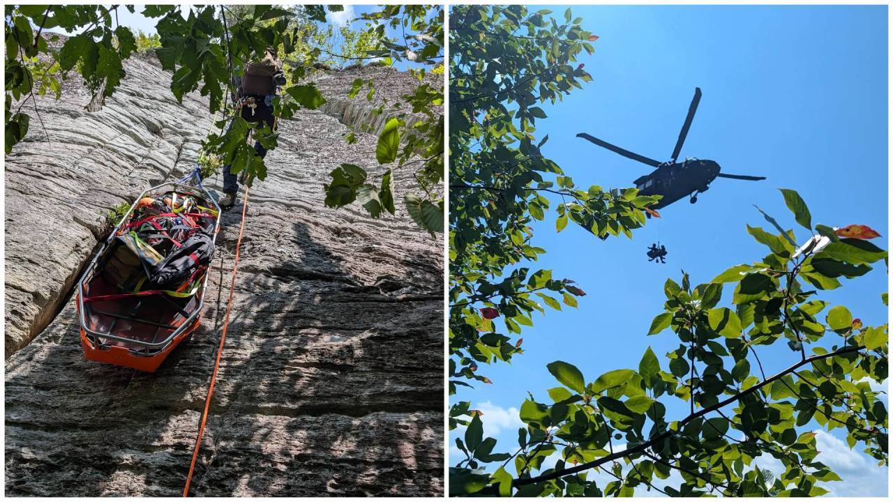 Rescuer runs 1.5 miles with blood to save climber after 20-foot fall