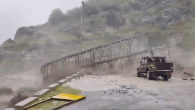 On cam: Swollen river sweeps away bridge after flash flood in Uttarakhand's Chamoli