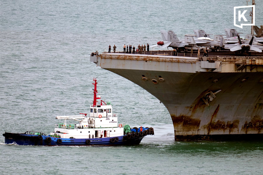 The USS Abraham Lincoln arrives in Thailand following its Middle East deployment