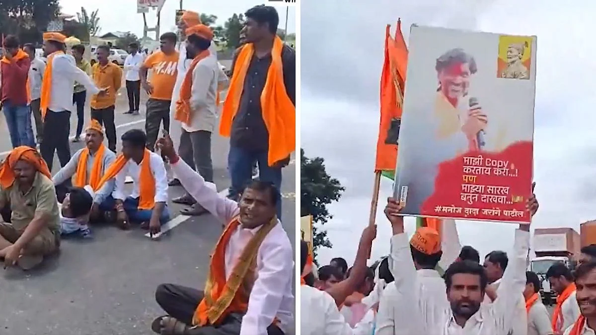 VIDEO: Maratha Protesters Block Dhule-Solapur Highway In Support Of Manoj Jarange Patil; Traffic Hit