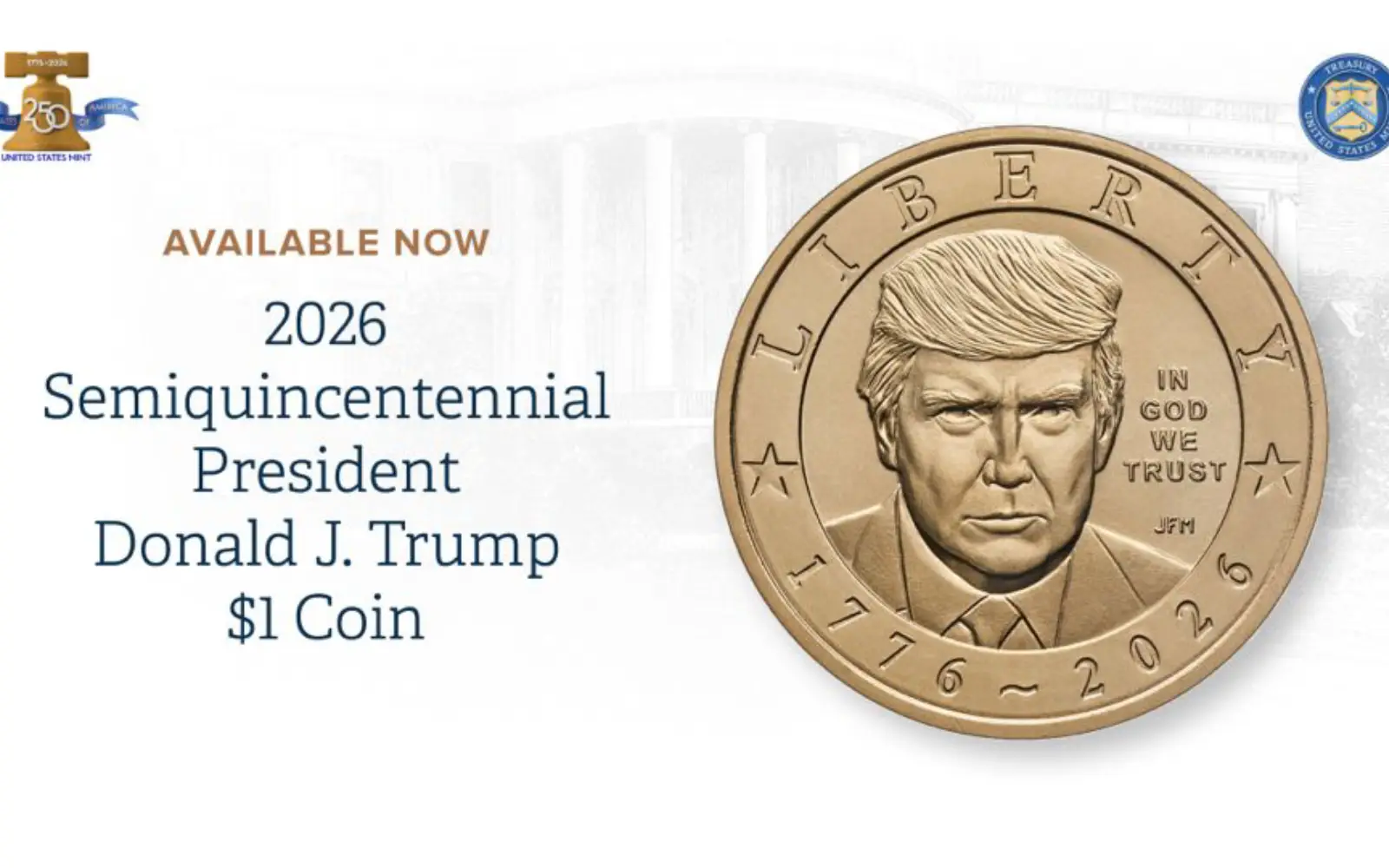 US Treasury issues US$1 coin with Trump’s face on it