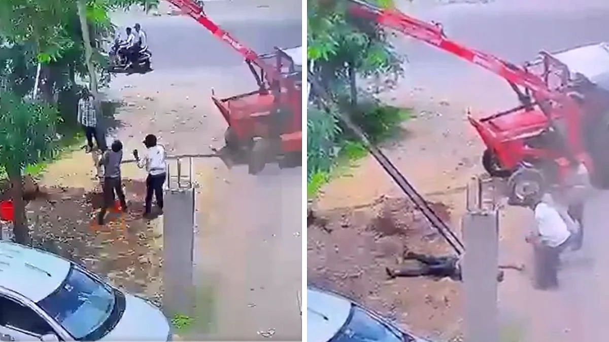 Died Within Just Five Seconds! 32-Year-Old Worker Struck By Electric Shock While Installing Pole In Maharashtra's Beed - Video