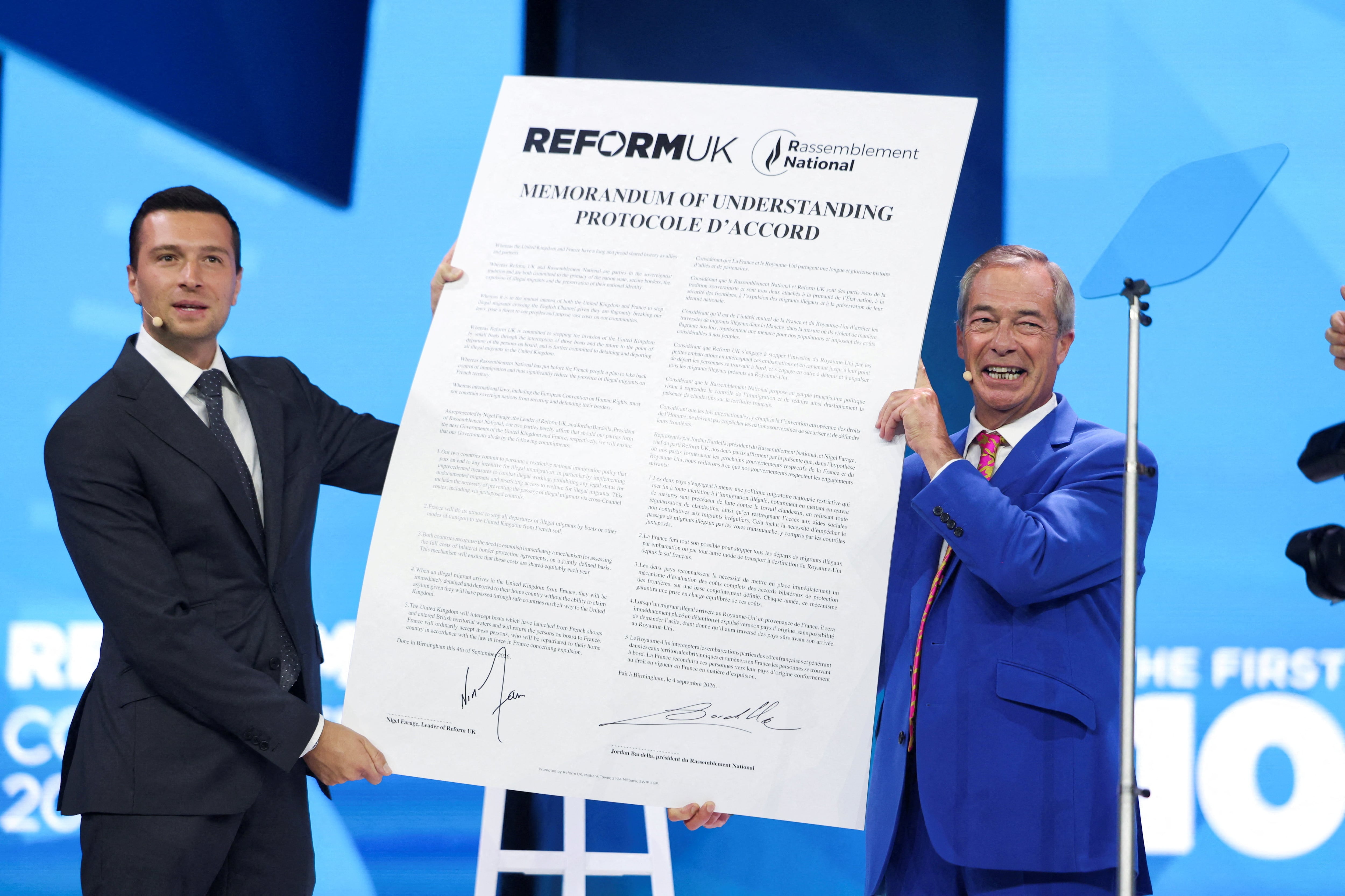 Farage and Bardella unite in hardline policy to turn back Channel migrants