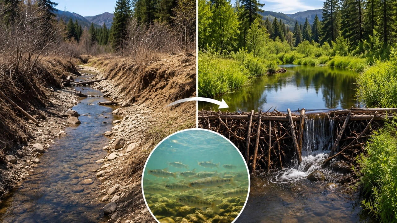 California beaver-like dams boost young salmon survival from 8% to 60%