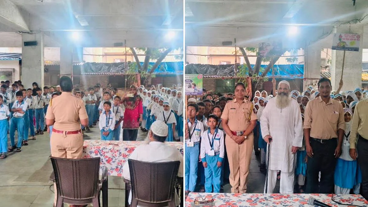 APMC Traffic Branch Conducts Road Safety Awareness Drive For Turbhe School Students