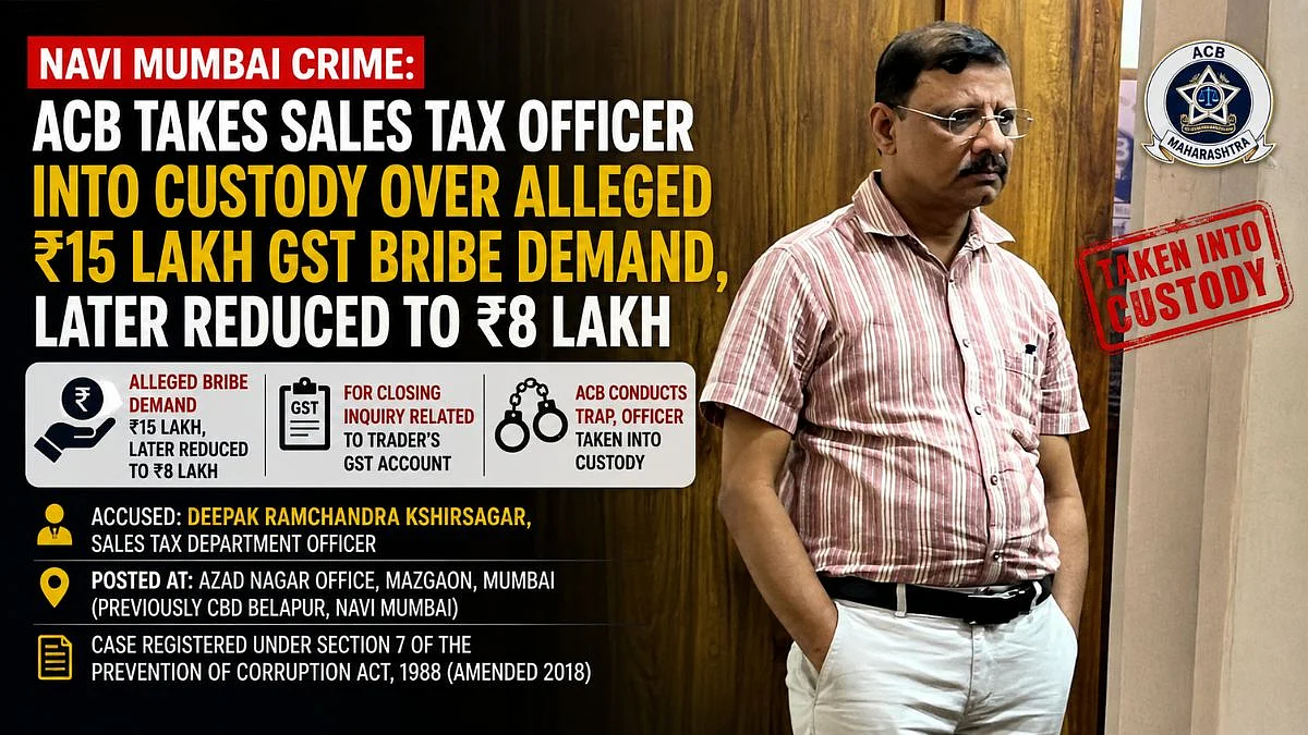 Navi Mumbai Crime: Anti-Corruption Bureau Takes Sales Tax Officer Into Custody Over Alleged ₹15 Lakh GST Bribe Demand, Later Reduced To ₹8 Lakh