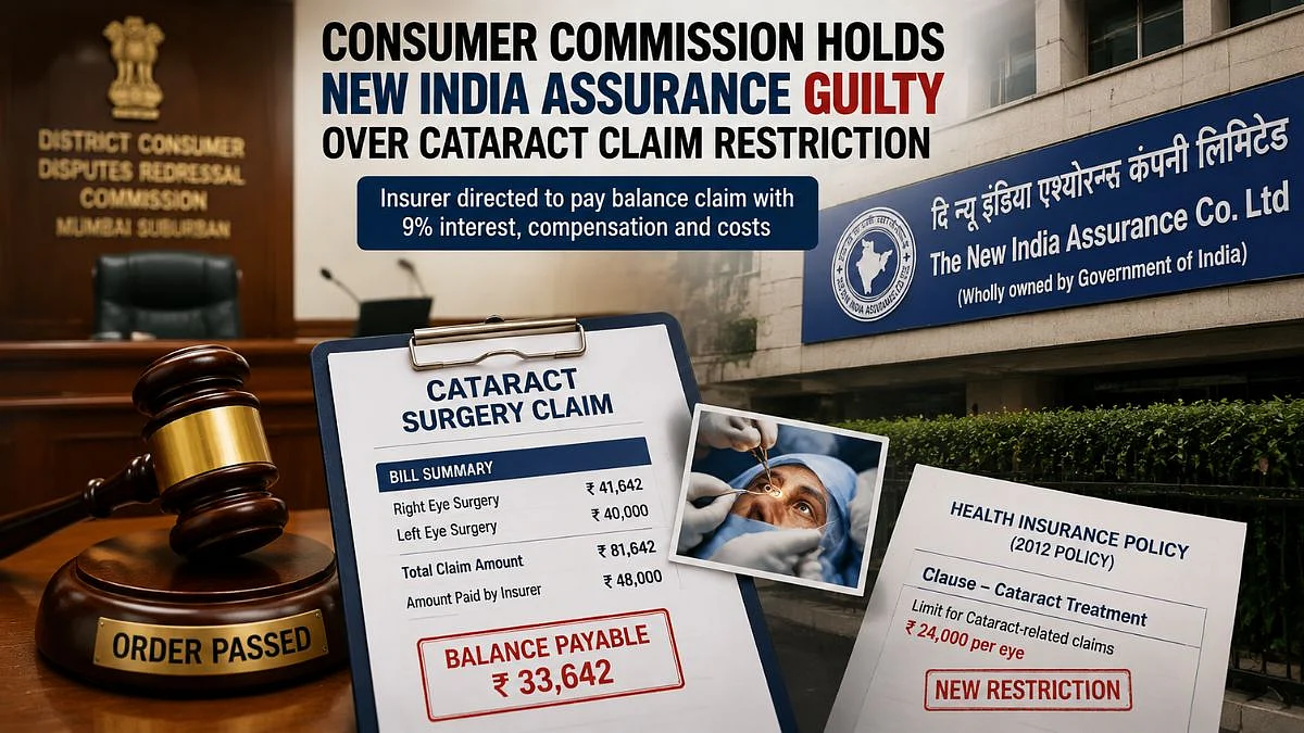 Mumbai Consumer Commission Pulls Up New India Assurance Over Undisclosed Cataract Claim Cap, Orders Balance Payment With Interest