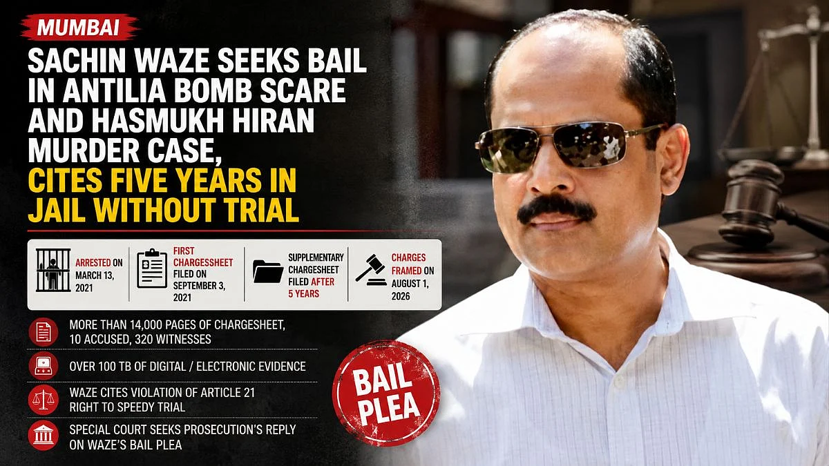 Mumbai: Sachin Waze Seeks Bail In Antilia Bomb Scare And Hasmukh Hiran Murder Case, Cites 5 Years In Jail Without Trial