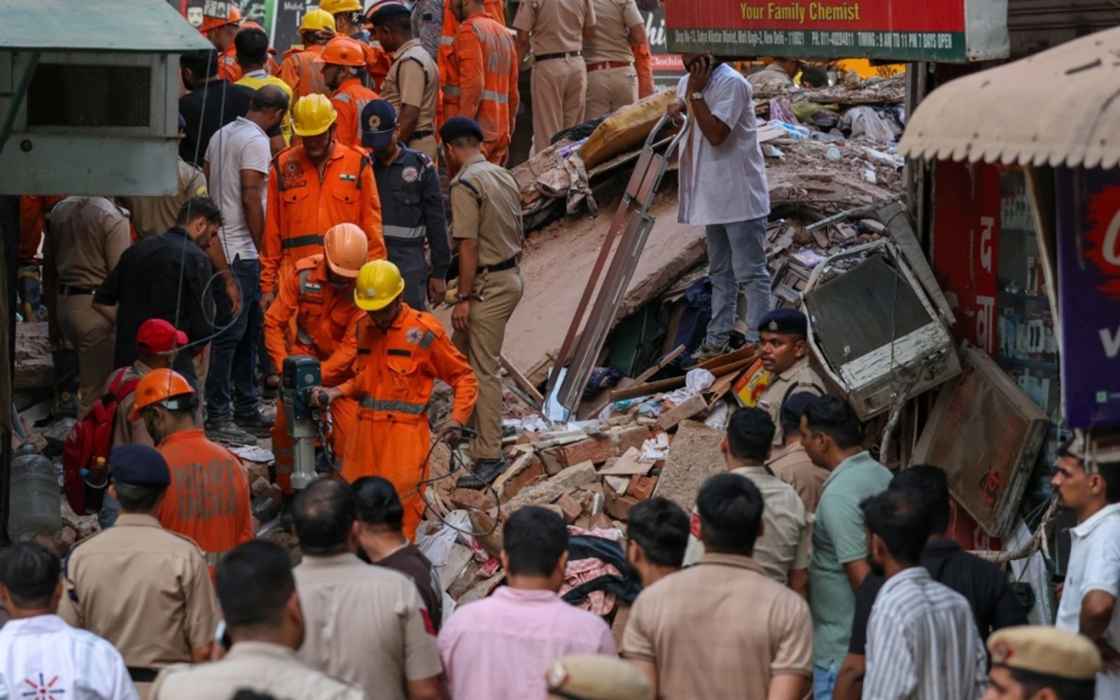 Six rescued after multi-storey building collapses in Delhi