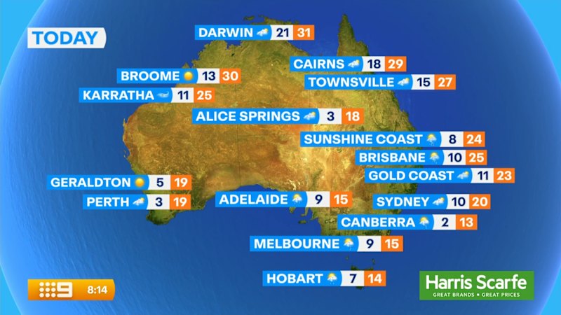 The national weather forecast for Wednesday, August 12.