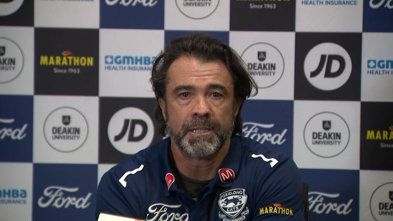 Geelong coach grilled on concussion waiver saga